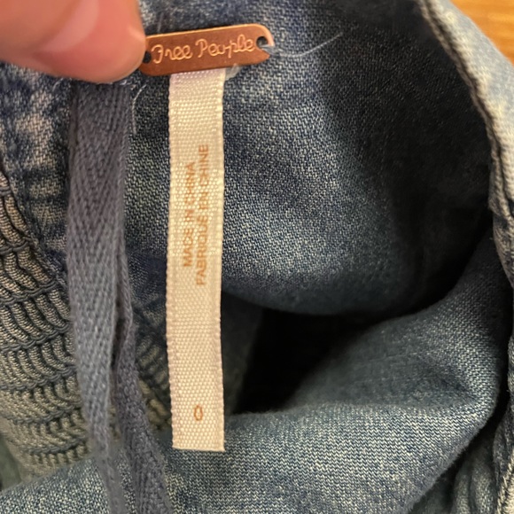 Free people darling denim strapless mini dress size 0 - Picture 3 of 3